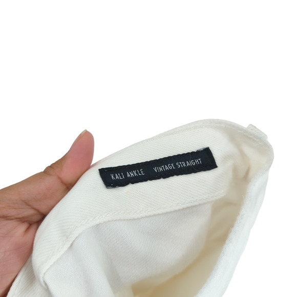 Edwin Women 28 Kali Ankle Jeans Eggshell White Vintage Straight Button Fly NEW - Picture 8 of 12